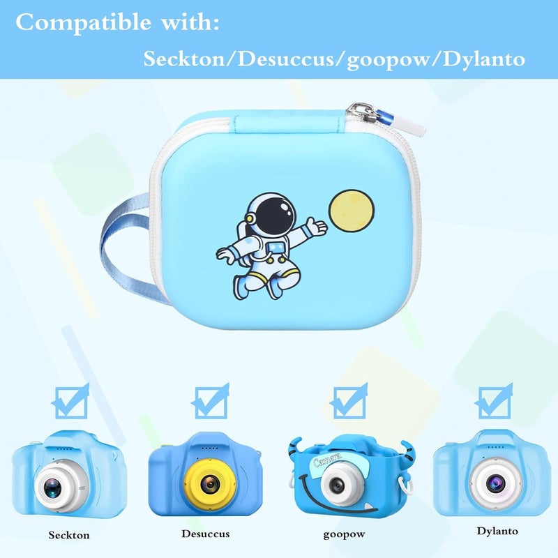 worfty Kids Camera Case Compatible with Seckton/Desuccus/Goopow/Dylanto/Desuccus/DITUPAN/GKTZ/masterbee/Hangrui Digital Video Camera Toys Camcorder Storage Holder Carrying - Light Blue Astronaut(Case Only) - Image 2